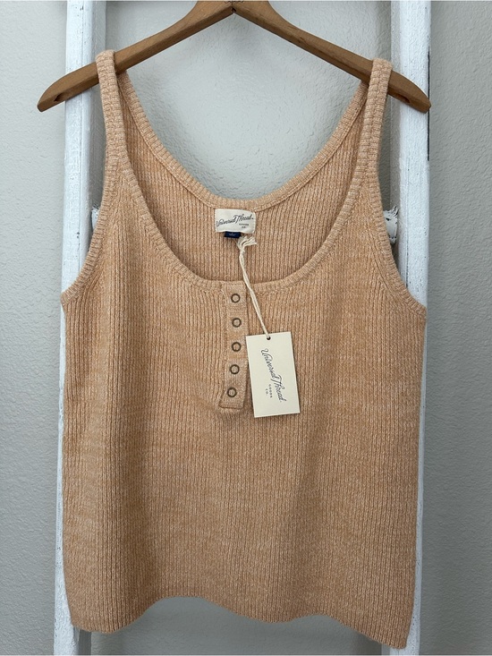 Universal Thread Tops - NWT Universal Thread Beige Tan Ribbed Knit Henley Tank Top